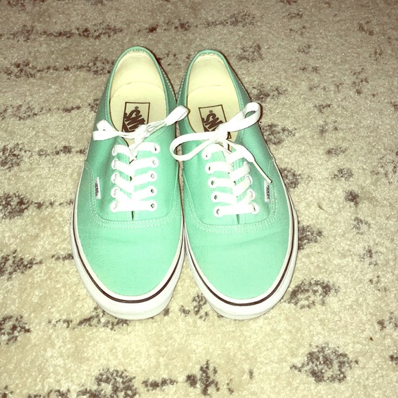 mint green vans slip ons